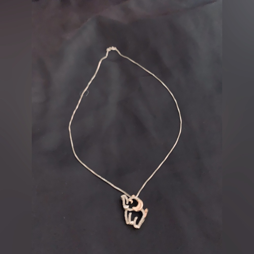 Rose Gold and Silver Elephant Necklace